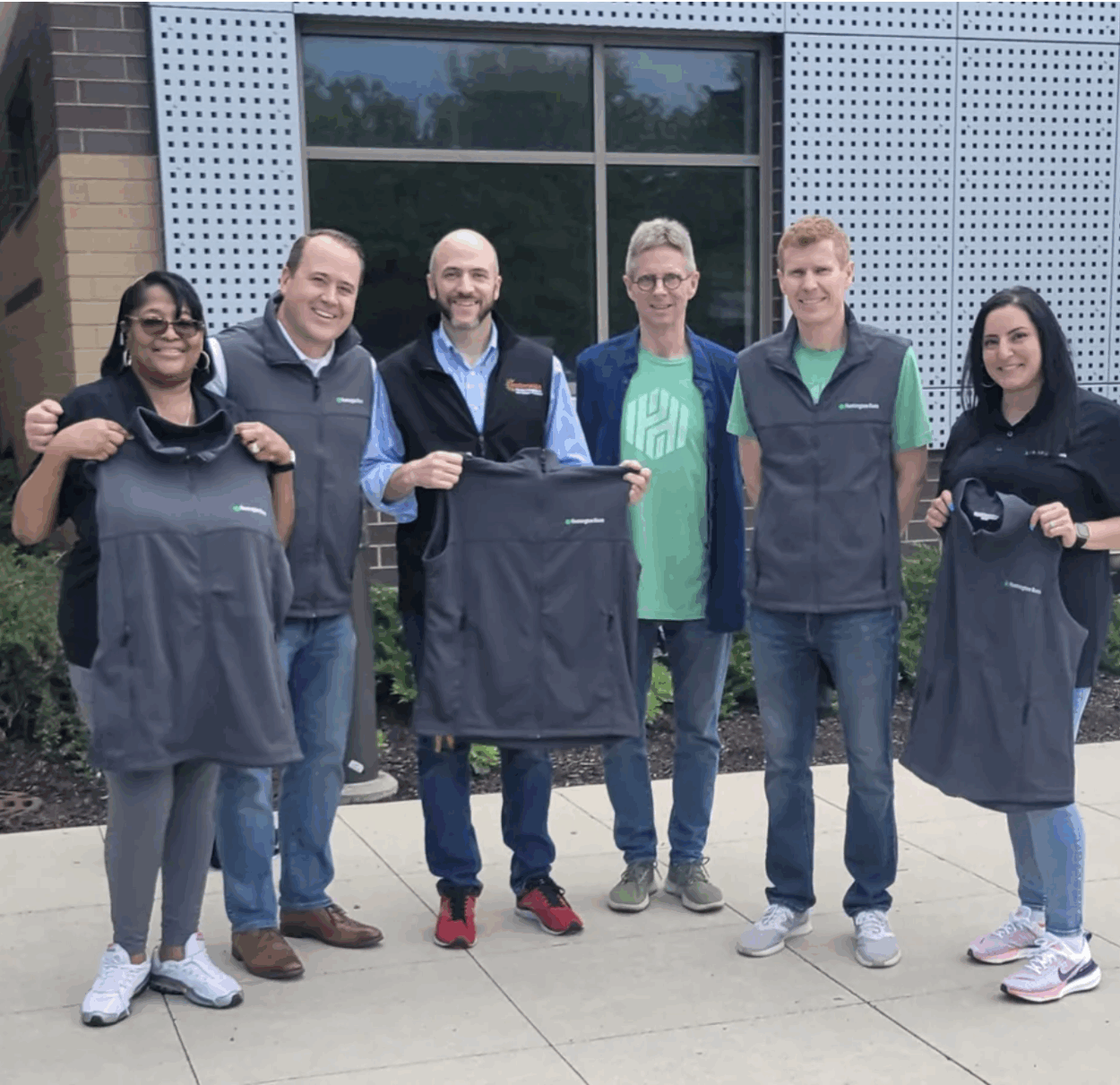 huntington bank volunteering with easterseals and receiving custom shirts from HB Threads