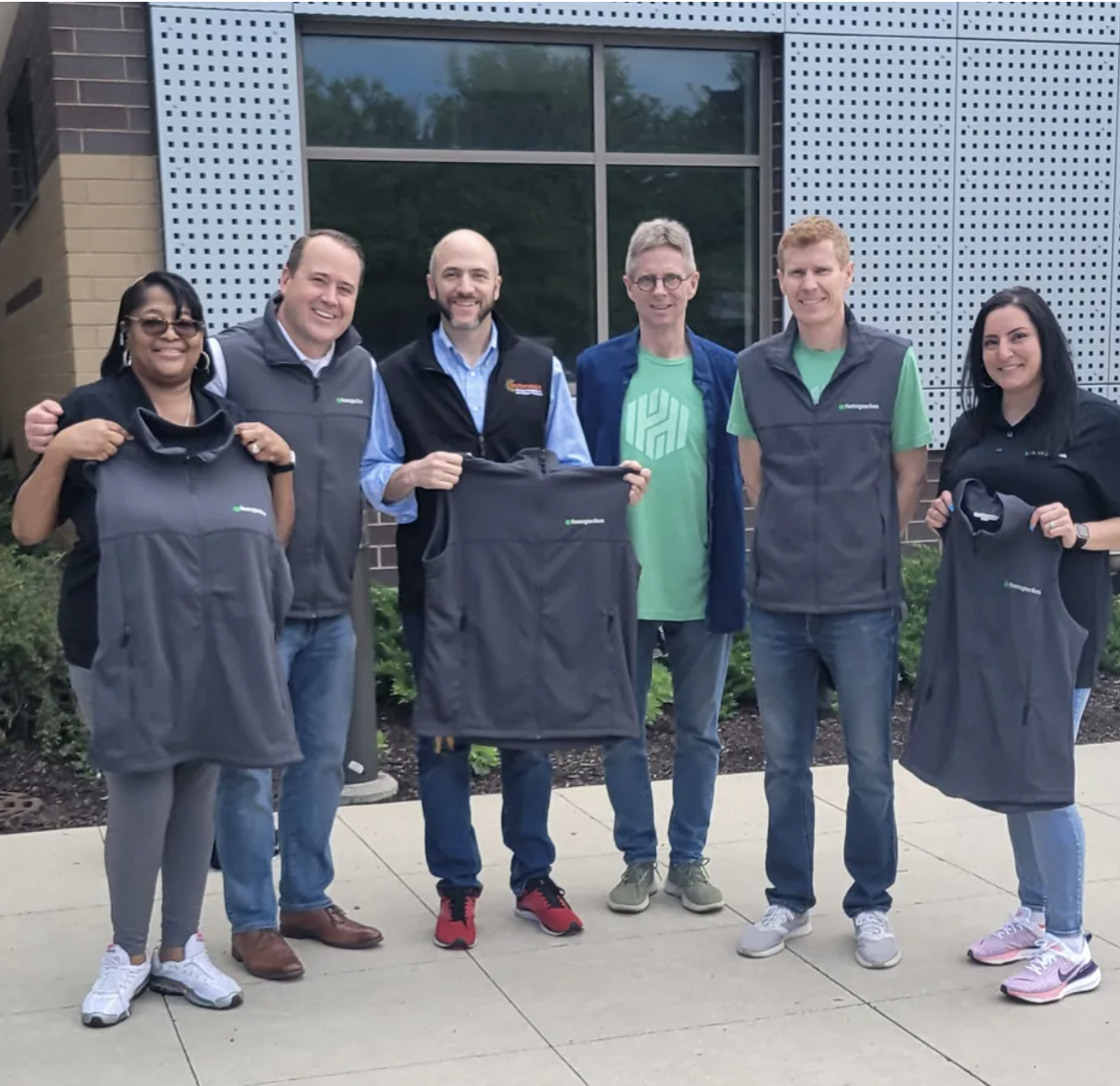 Huntington Bank Volunteers Outfitted with HB Threads Custom Vests