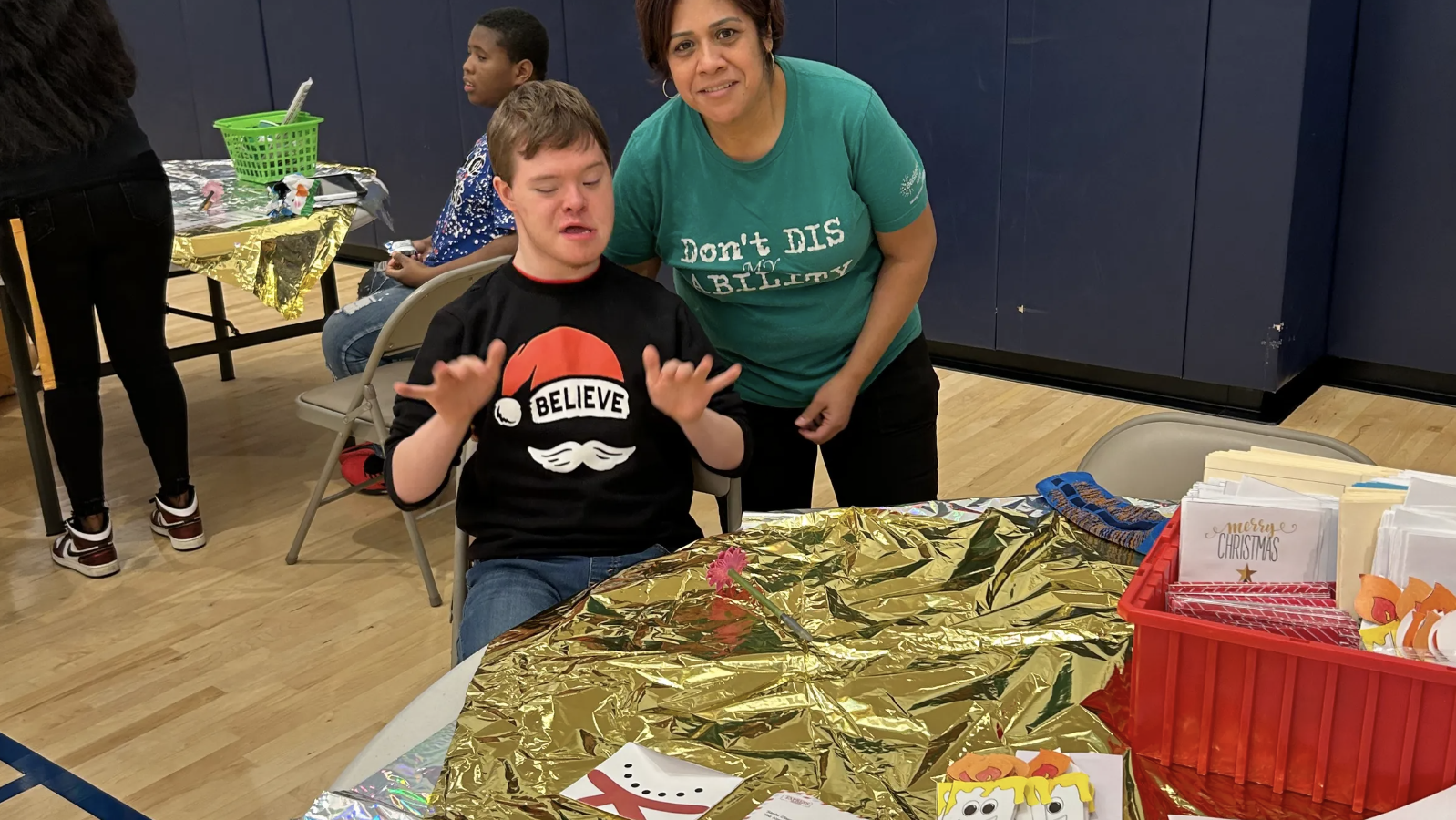 winter festival easterseals academy with hb threads pop up table