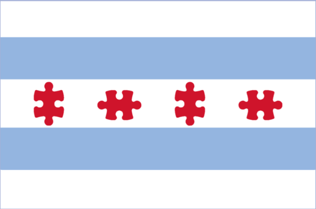 G640 Chicago Flag Autism Awareness-Gildan Adult Softstyle Tee