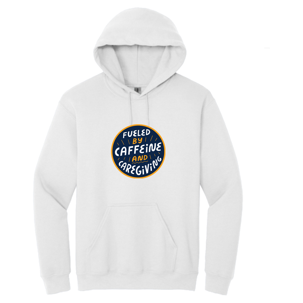 Fueled by Caffeine and Caregiving - Gildan Unisex Heavy Blend 50/50 Hoodie