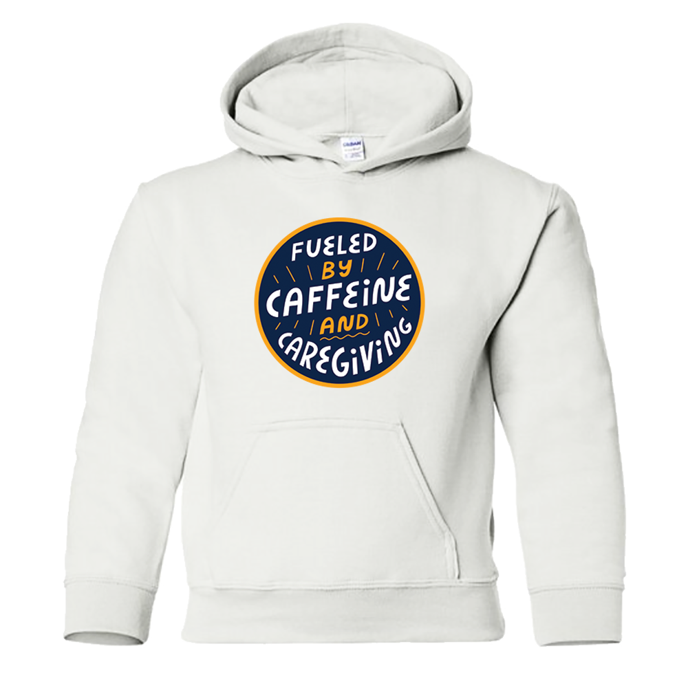 Fueled by Caffeine and Caregiving - Gildan Youth Heavy Blend 50/50 Hoodie